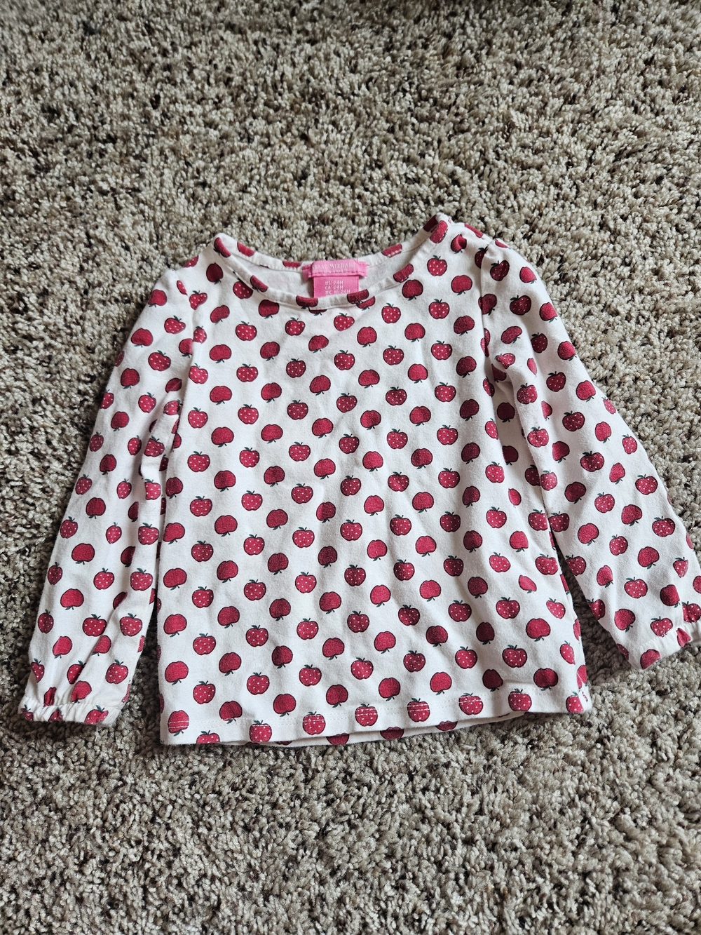 Isaac Mizrahi White Long-Sleeve Top with Pink Strawberry Print